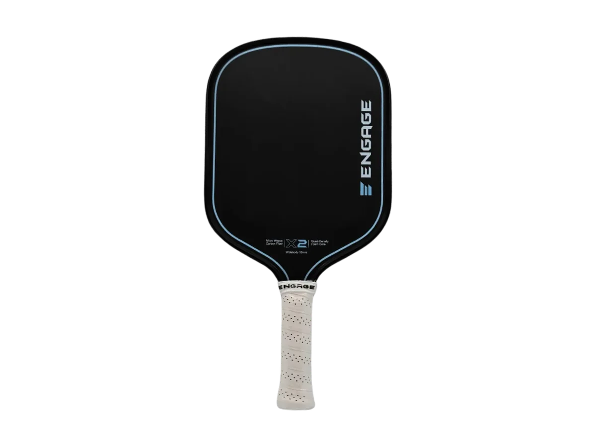 Black Engage X2 Widebody pickleball paddle with a blue edge
