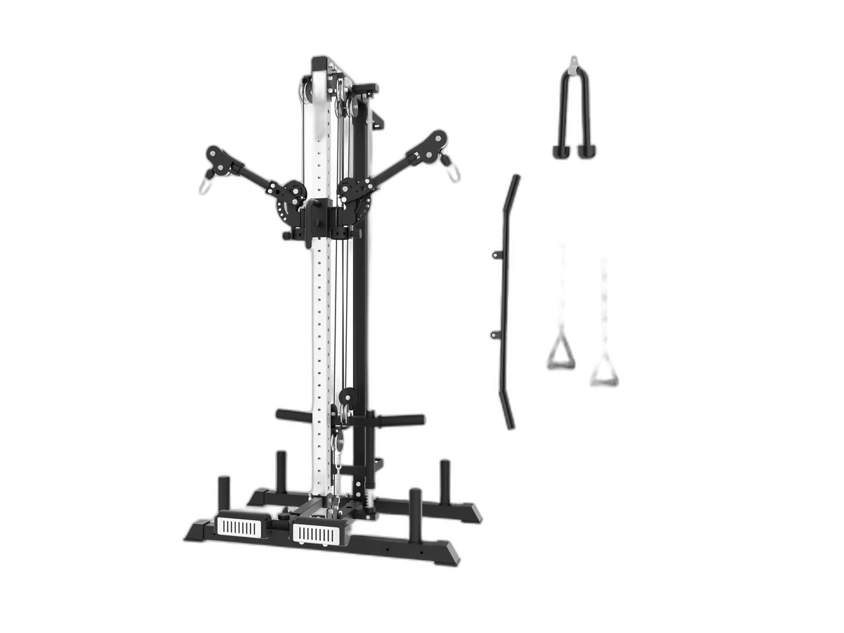 EonfitOmni® E1 2.0 Cable Machine and included attachments on a transparent background
