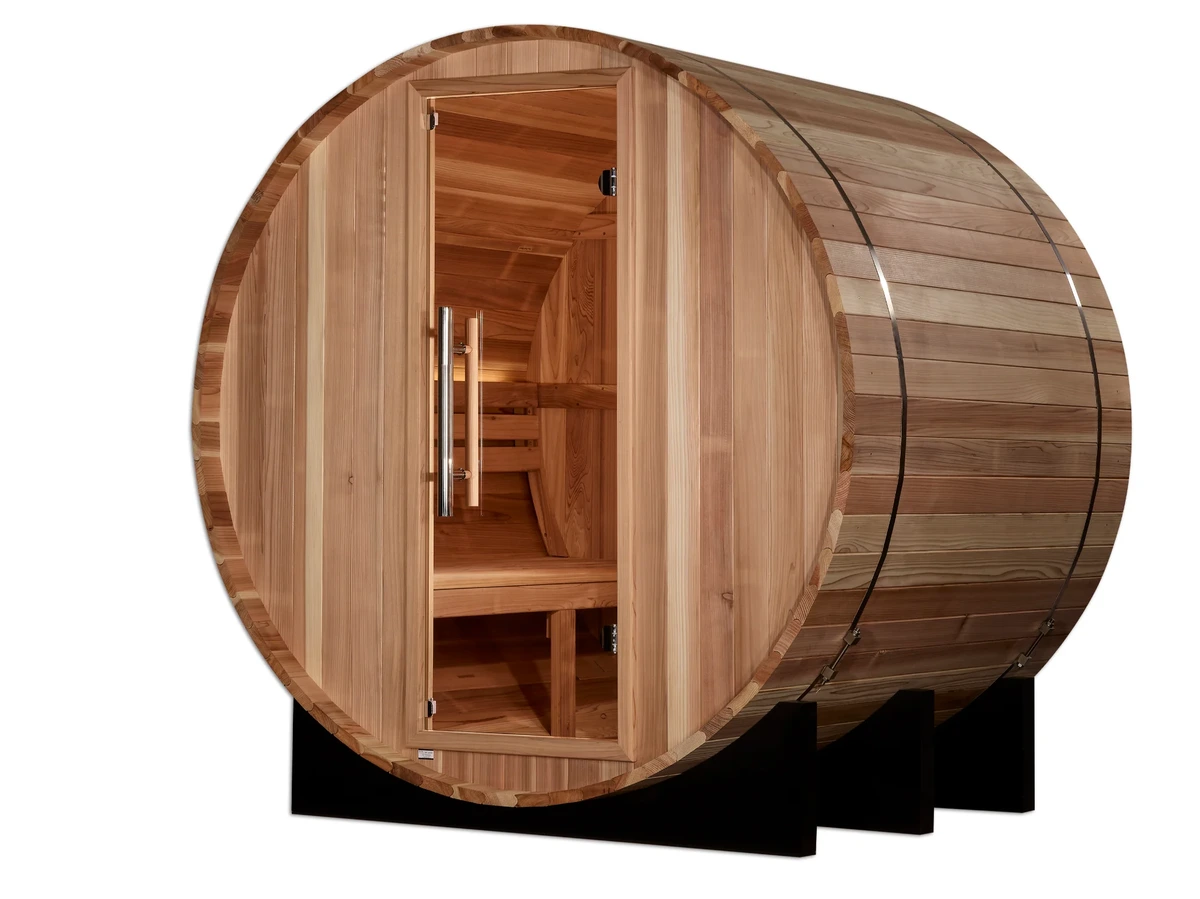 Golden Designs St. Moritz 2-Person outdoor cedar barrel sauna
