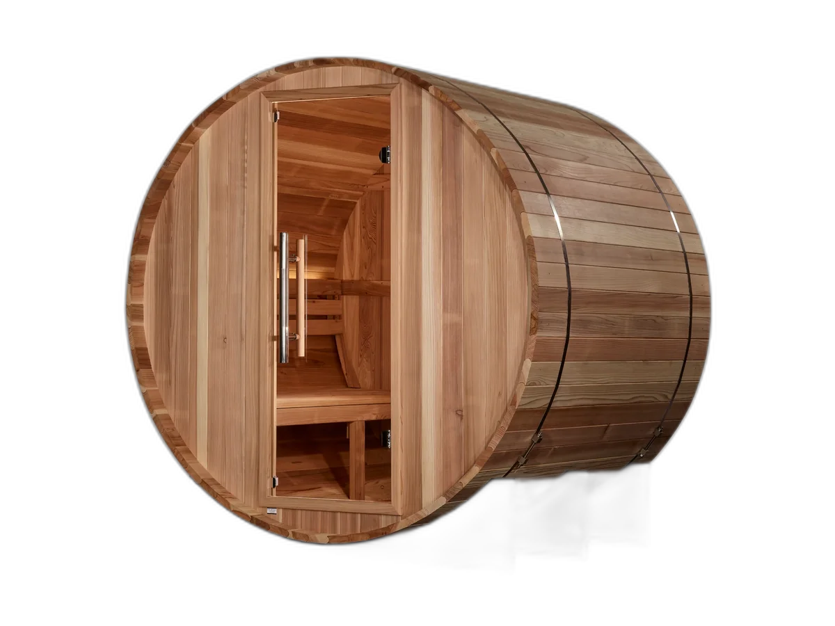 Golden Designs St. Moritz 2-Person outdoor cedar barrel sauna