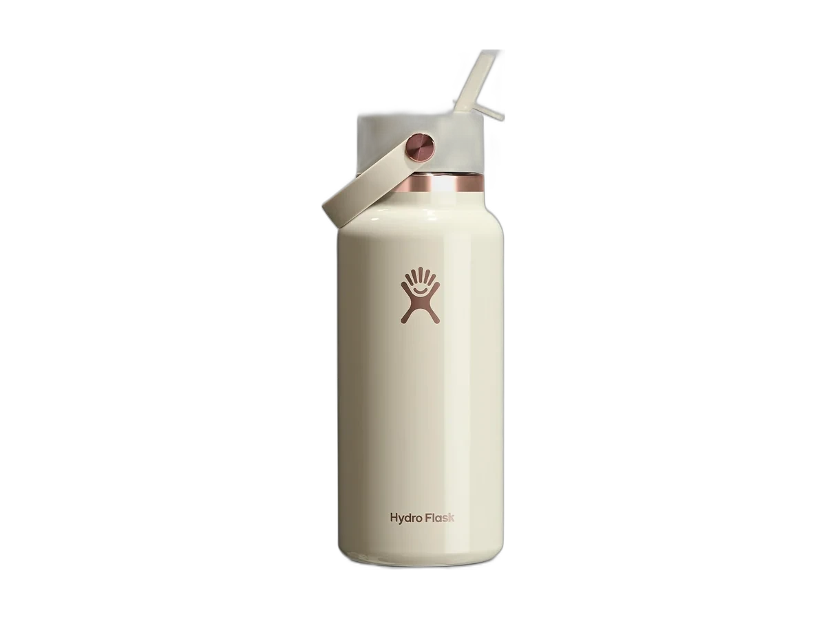 Hydro Flask 32 ounce Wide Mouth insulated bottle with Flex Straw Lid.