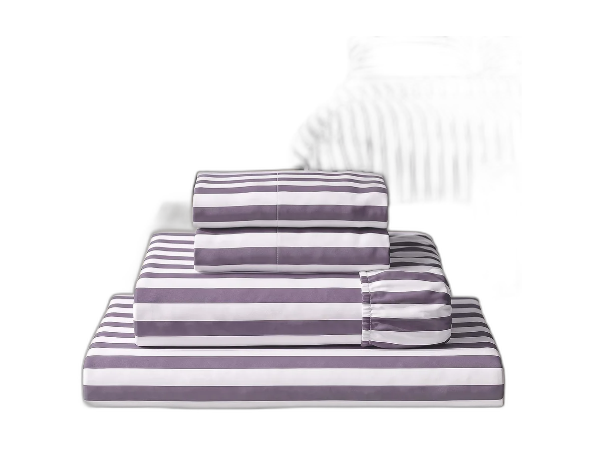 Mellanni Iconic 4-piece sheet set, King, Oxford Stripe Hazy Lilac.