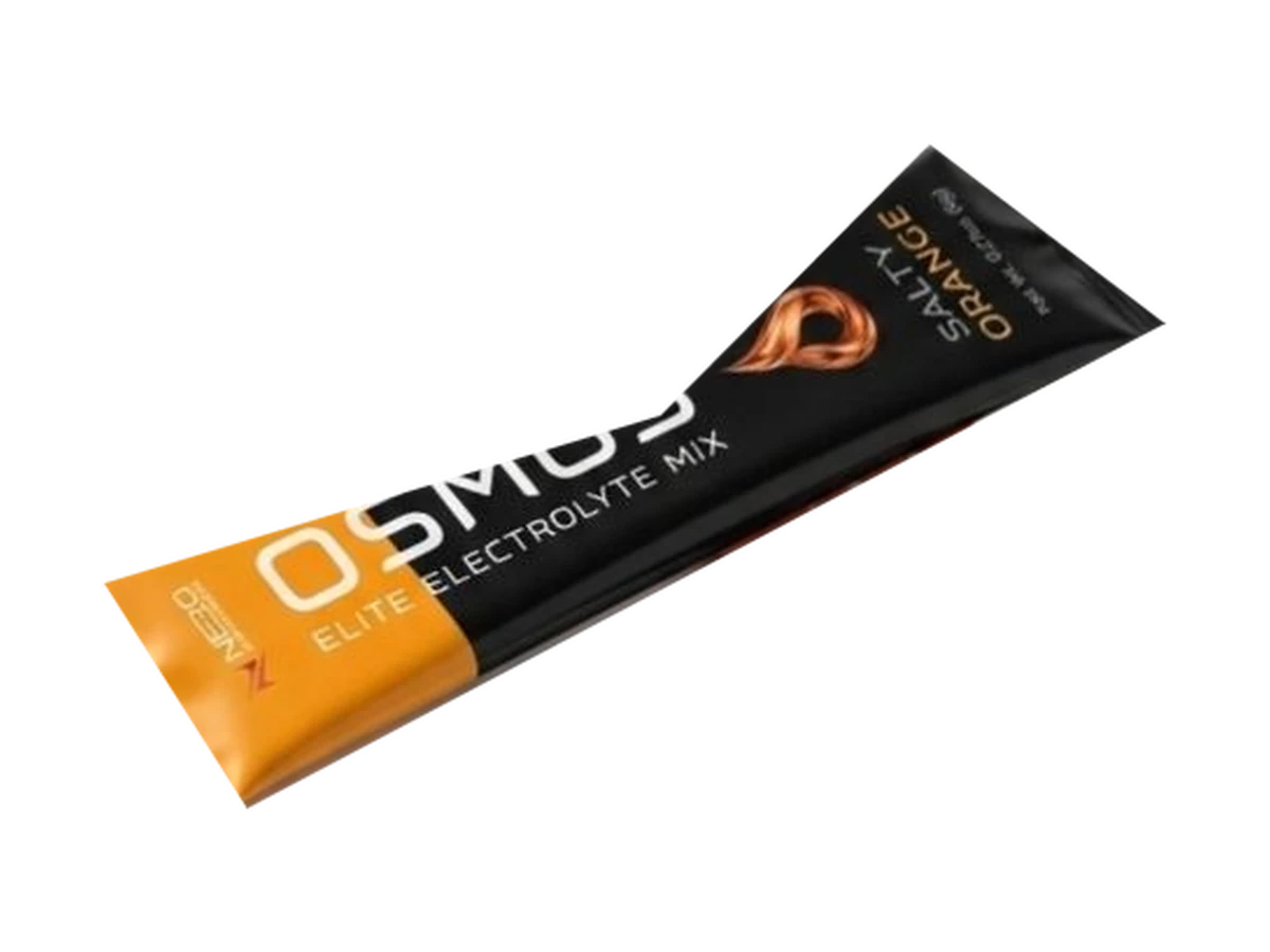 NeRo Supplements Osmos Elite Salty Orange electrolyte stick pack on a transparent background