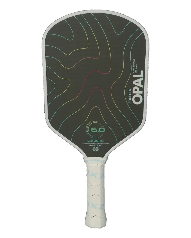 Six Zero Boulder Opal rough UPA variant pickleball paddle isolated on a transparent background