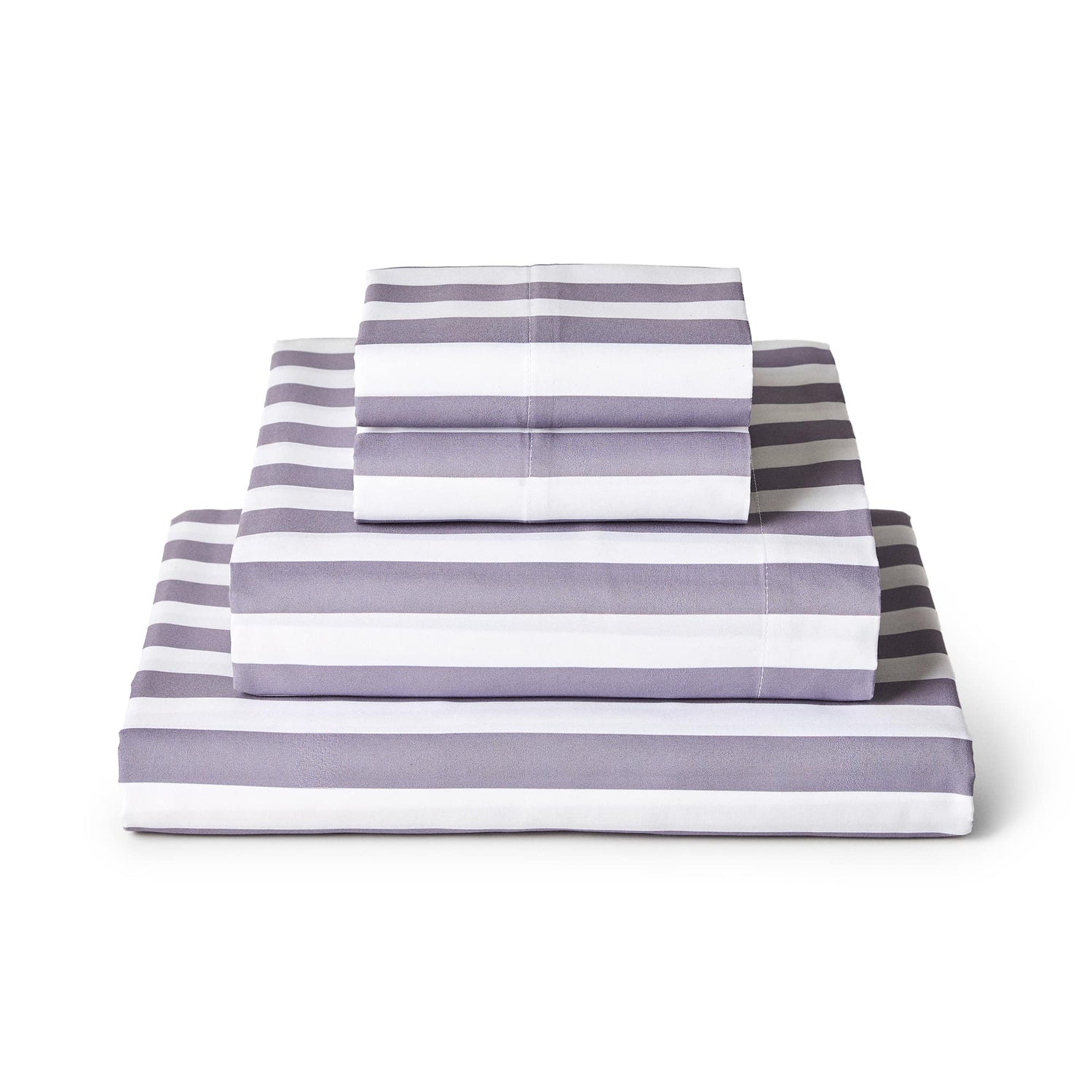 Mellanni Iconic 4-piece sheet set, King, Oxford Stripe Hazy Lilac.