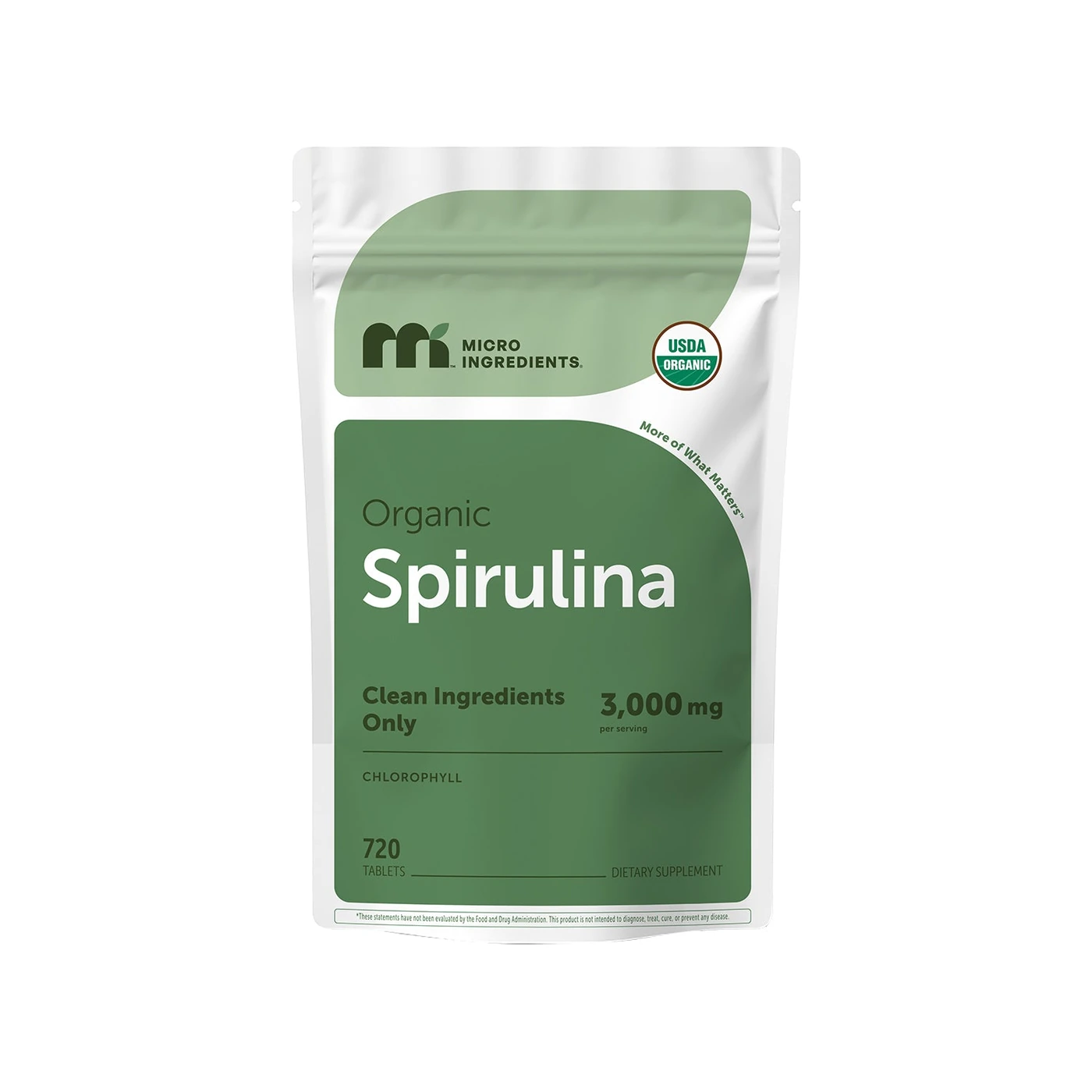 Micro Ingredients Organic Spirulina 720-tablet pouch.