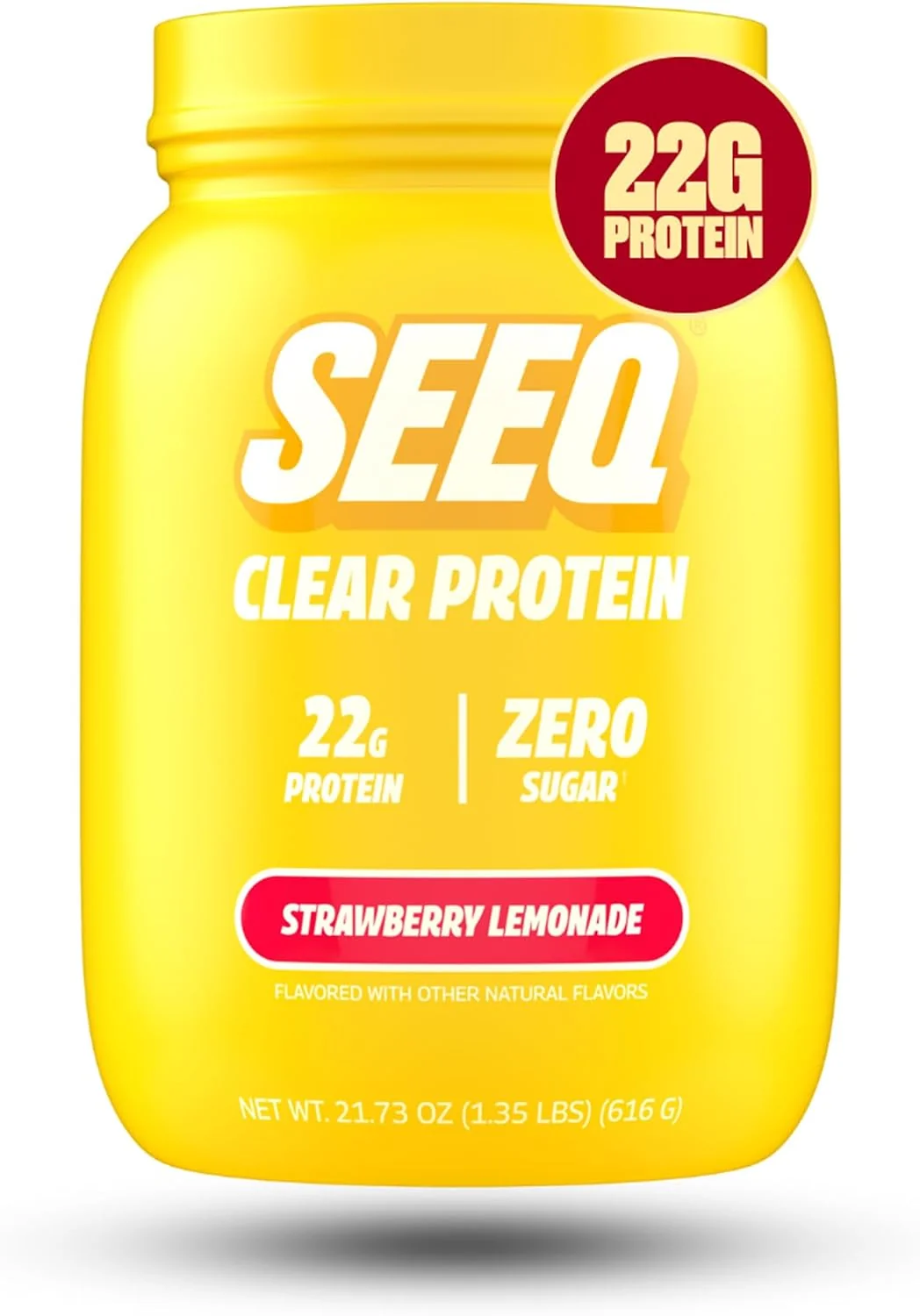 SEEQ Clear Protein Strawberry Lemonade tub.