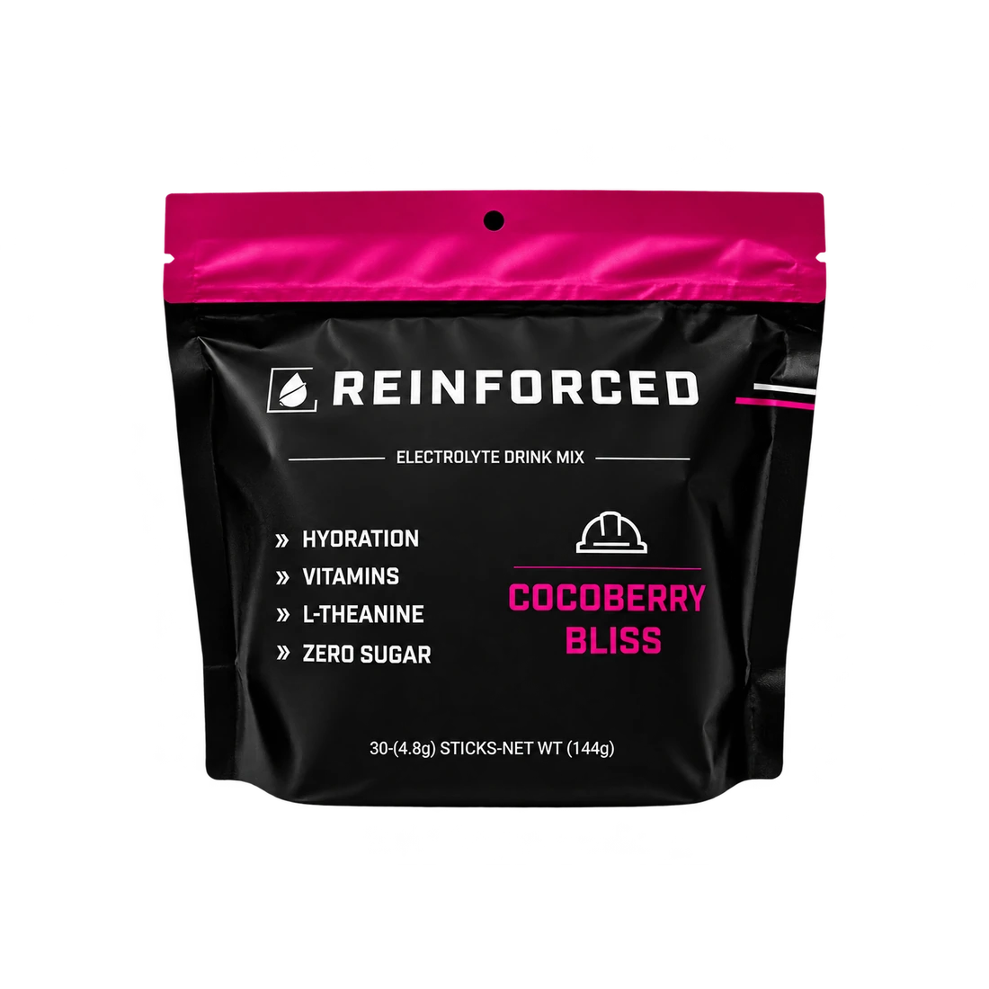 Reinforced Electrolytes Cocoberry Bliss stick-pack pouch on a transparent background