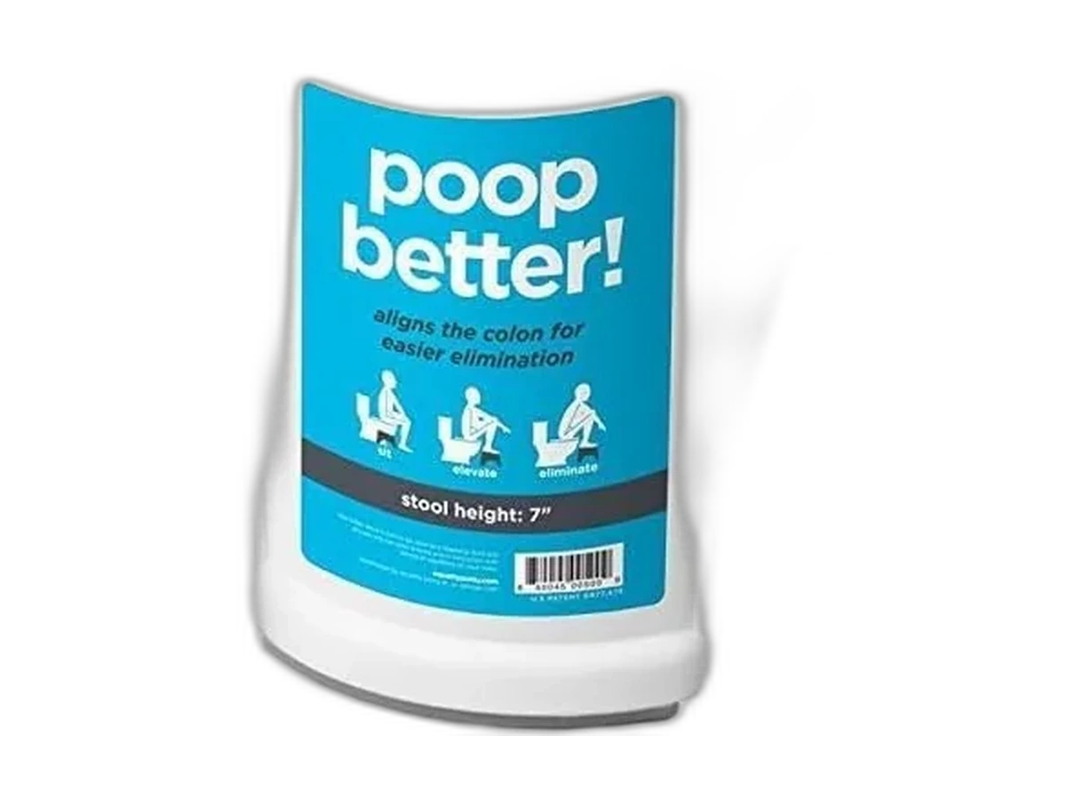 Squatty Potty Original 7-inch bathroom toilet stool, white, in retail packaging.
