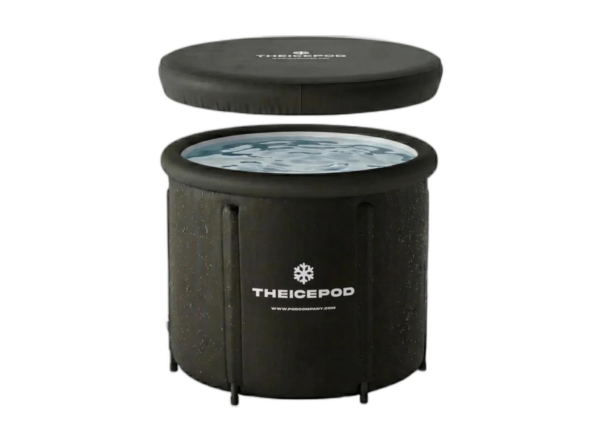 The Pod Company Standard 84-gallon cold plunge tub with cover.