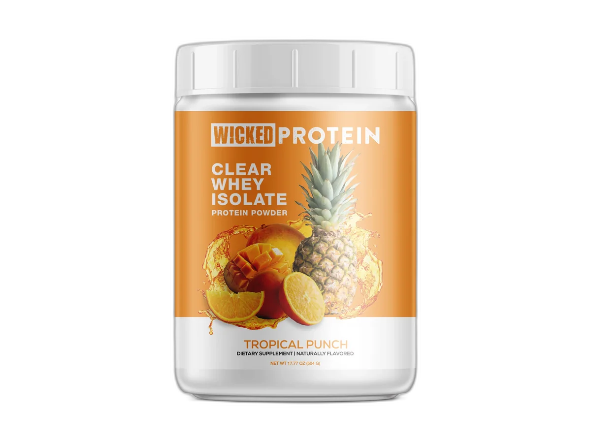 WICKED Protein Power Tropical Punch tub on a transparent background